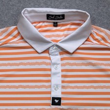 Bad Birdie Polo Shirt Men's Extra Large Orange Stripe Golf Performance Stretch