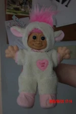 Russ Troll Doll  Kidz Troll 12” Plush Pink Hair Blue Eyes and happy birthday 