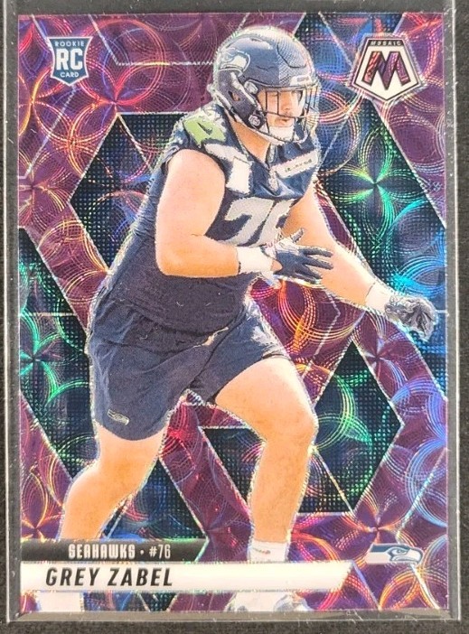 2025 Panini Mosaic Grey Zabel RC Purple Scope Prizm #328 Seahawks Rookie 