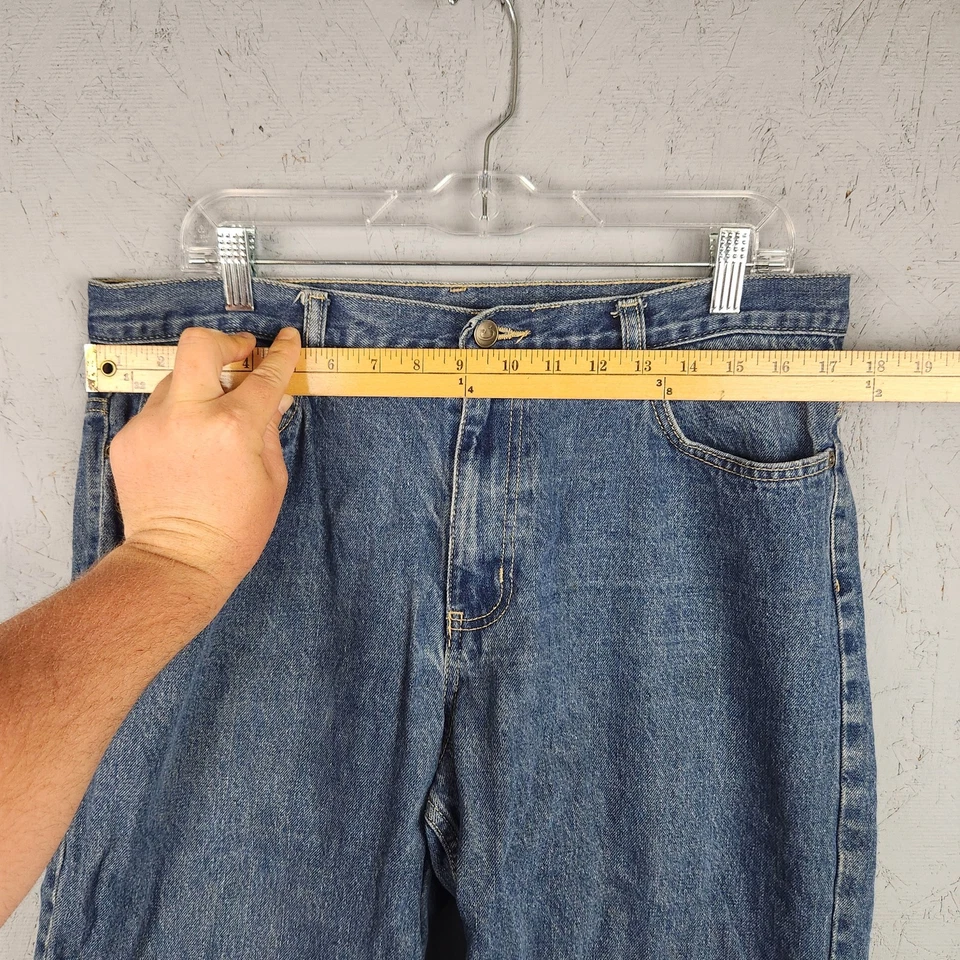 Open Trails Jeans Mens 34x32 Blue Denim Relaxed Fit Classic Straight Leg Pants - Image 3 of 4