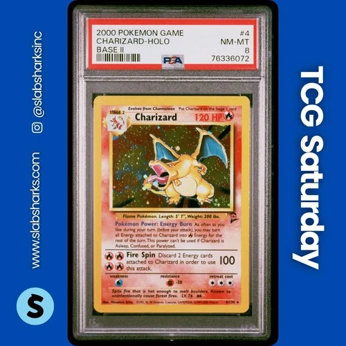 2000 POKEMON BASE SET 2 #4/130 CHARIZARD HOLO RARE PSA 8