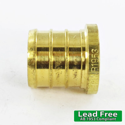3/4'' Test Plug LEAD FREE Brass Crimp Cinch PEX Fittings No Lead Compliant 