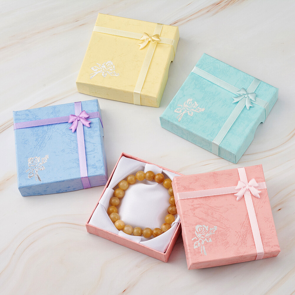 6pc Cardboard Square Gift Bracelet Boxes Sponge Jewelry Packing