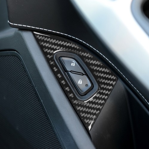 Borde de cerradura de manija de puerta copiloto de fibra de carbono real para Chevrolet Corvette C7 14-19 - Imagen 3 de 23