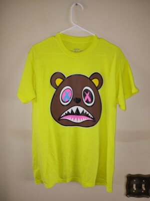 Pre owned Men's BAWS Crazy Bear Graphic Neon Yellow T Shirt Size M