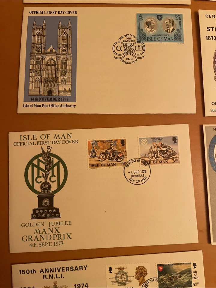 1973-1974 Isle Of Man First Day 9 Covers, XF Condition , See Photos - Image 4 of 4