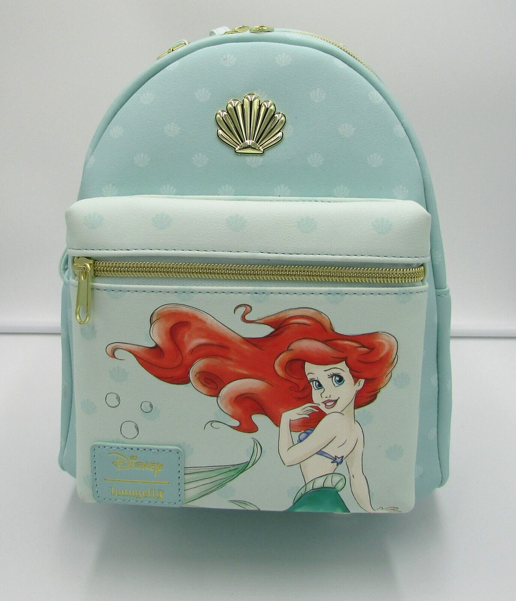 Disney Loungefly The Little Mermaid Ariel Mini Backpack Shells Green NWT
