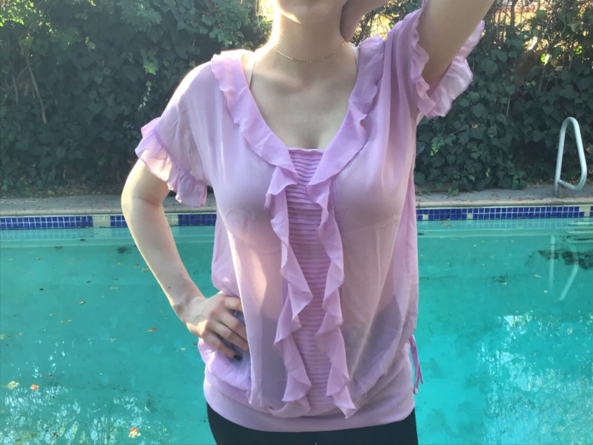 Kensie Pretty Women Sz.Med.Lavender Blush Silk Semi Sheer With