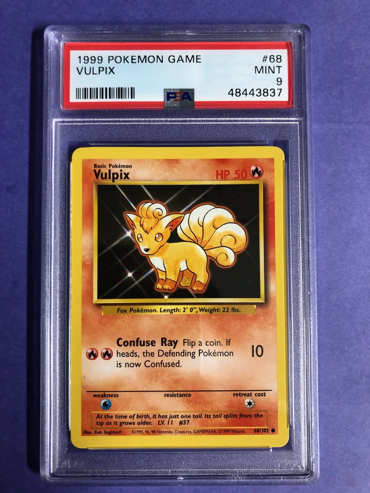 PSA 9 MINT Pokemon 1999 Vulpix Unlimited Base Set Card 68/102