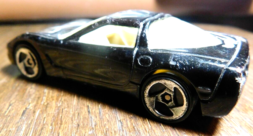 Hot Wheels~'97 Corvette noire avec épingle blanche rayures voiture jouet - Photo 8/12