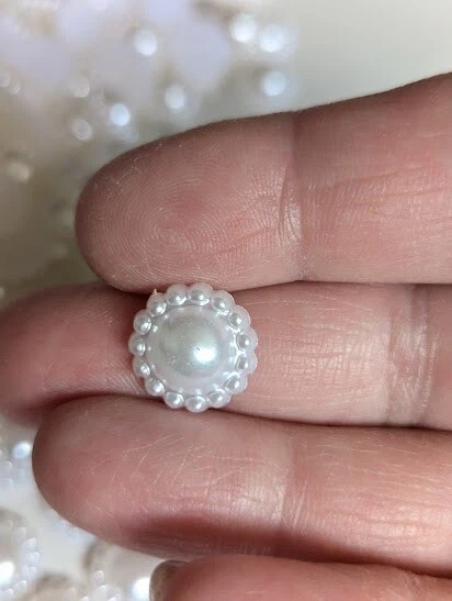 Álbumes de recortes artesanía redondo respaldo plano blanco perlas adornos 185 un. Foto 3 de 4