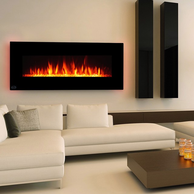 Electric Fireplace Heater Wall Mount Smokeless Changeable Flame
