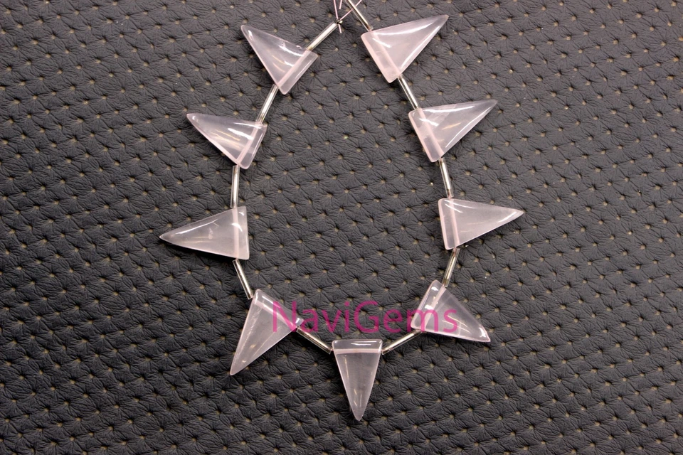 Natural Rose Quartz Triangle Shape Smooth Briolette Pink Beads Size 14x23-16x25 - Image 4 of 4