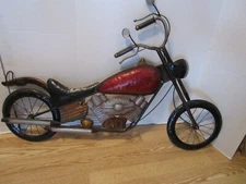 contemporary Wall Metal Steel  Art Motorcycle embossed sculpture 40” wide 2000's