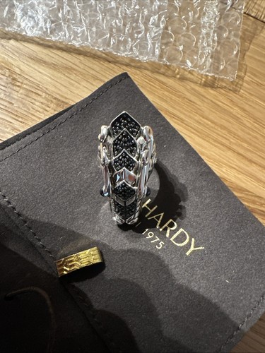John Hardy 925 Silver Dragon Legends Naga Blue/Black Sapphire Ring - Size 8 lot - Bild 6 von 7