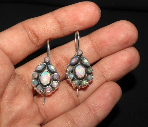 Natural Ethiopian fire opal earring with sterling silver opal cabochon earring