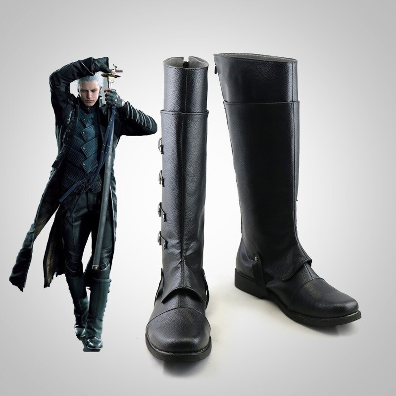 Devil May Cry 5 Vergil Dark Slayer Boots Cosplay Props Black Fake