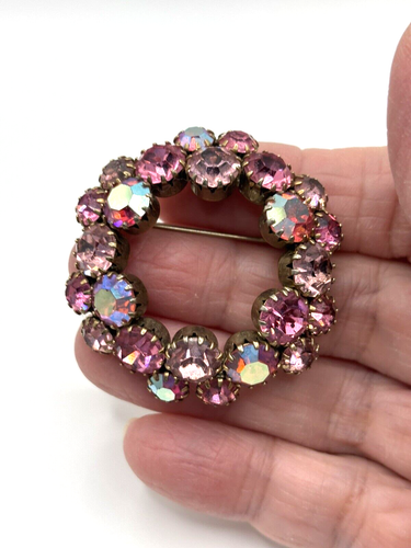 VTG AB Pink Rhinestone Brooch Cupcake Setting J1-3023 - Picture 8 of 10