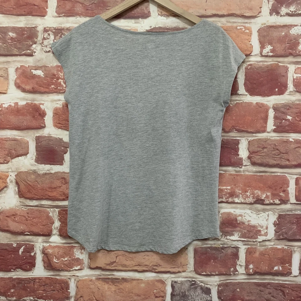 Camiseta Total Girl XXL Gris Brillante Gato Perro Animal Estampado Alto Bajo Slubbed Top Foto 4 de 4