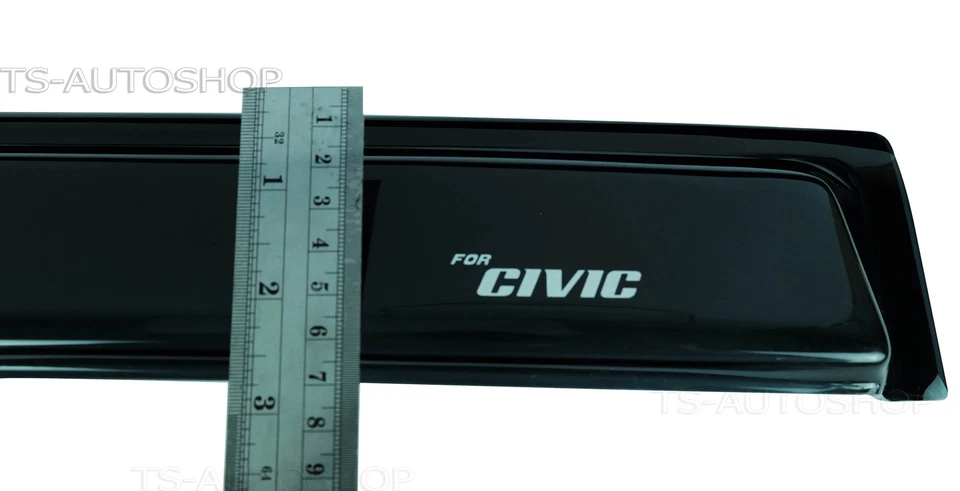 VISERA NEGRA PROTECTORES METEOROLÓGICOS PARABRISAS 4 PUERTAS apto para Honda Civic Sedán FB6 2016 2017 Foto 2 de 4