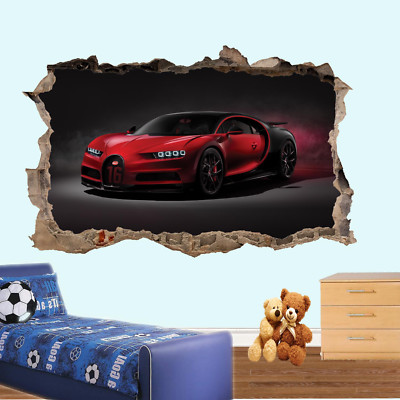 SCHÖNE SUPER AUTO WANDAUFKLEBER 3D KUNST WANDBILD ZIMMER BÜRO WOHNDEKO TE6