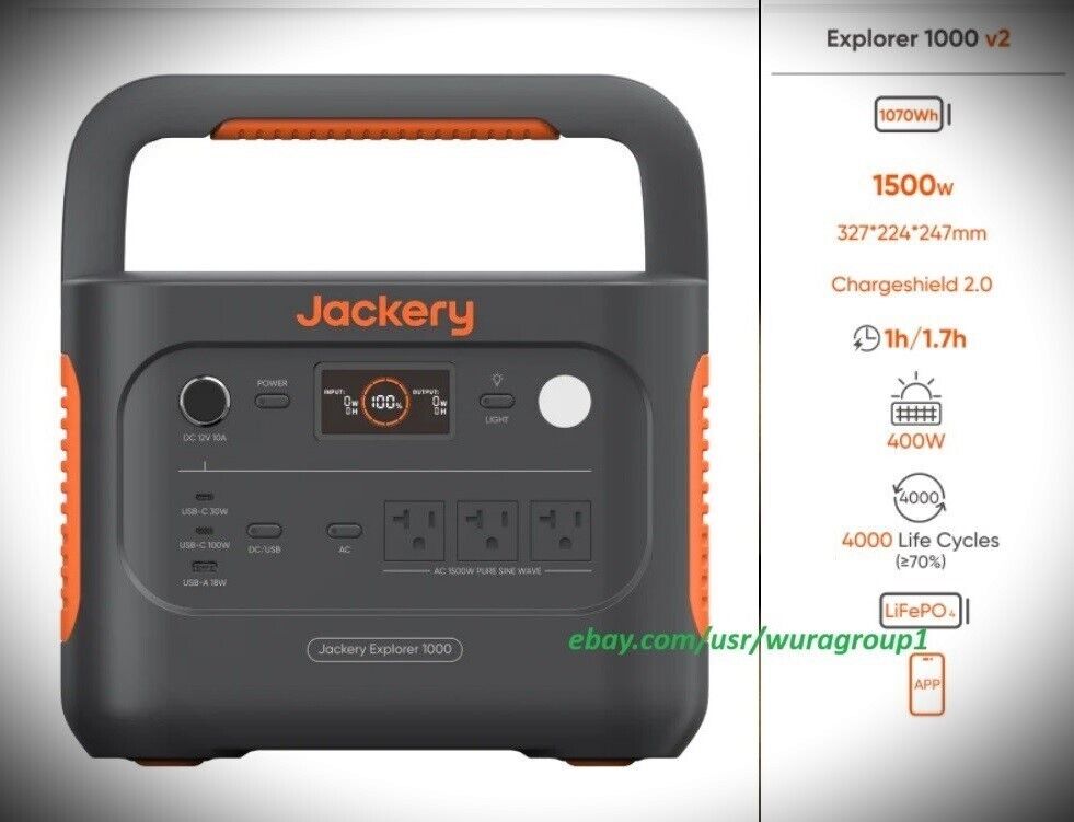JACKERY EXPLORER 1000 V2 PORTABLE POWER STATION 1070Wh JACKERY EXPLORER 1000 V2 PORTABLE POWER STATION 1070Wh