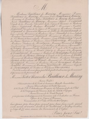 *1892 Sterbeurkunde Victor-Alexandre BAILLEUX de MARISY - Viroflay (Yvelines)