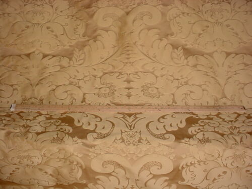 10-3/4Y BRUNSCHWIG & FILS GOLD SILK FLORAL DAMASK UPHOLSTERY FABRIC