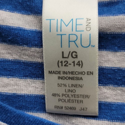 Time And Tru Blue & White Striped Sleeveless Tank Top L Women's - Picture 5 of 10