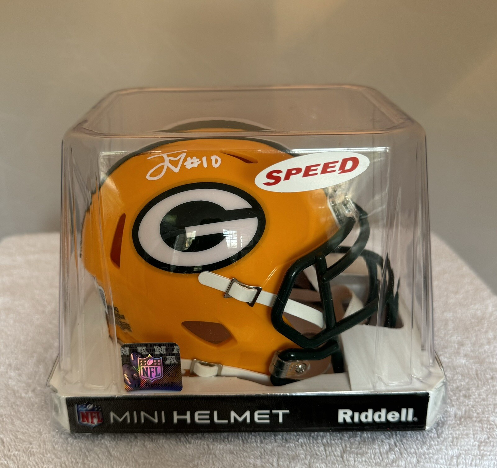 Jordan Love Autographed Green Bay Packers Speed Mini Helmet - Beckett Witness