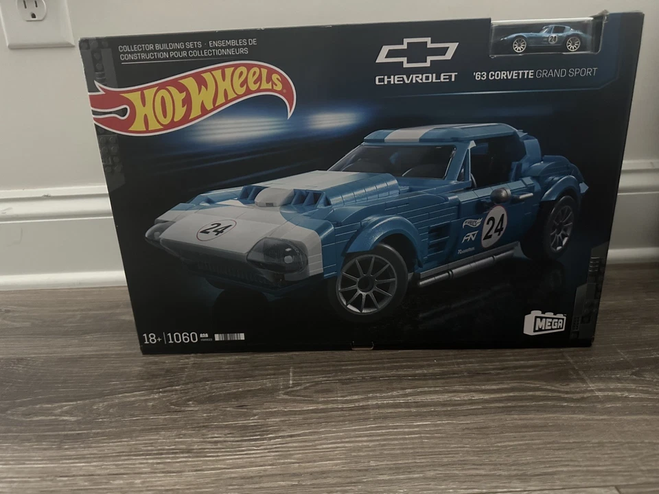 MEGA Hot Wheels 63 Corvette Grand Sport Race Car Building Toy Kit (1060 Pieces) - Image 3 of 4