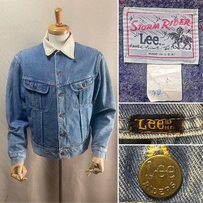 Lee Storm Rider Denim Lining Jacket Size 42 Made in USA 80s Used in Japan