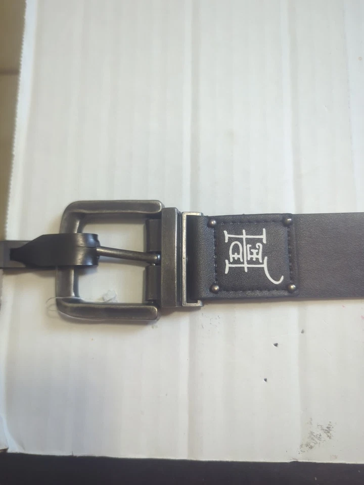 Nuevo Cinturón de Cuero Adhesionado Reversible Ed Hardy Para Hombre Talla 38 Calavera Koi Pez Tatuaje Foto 4 de 4