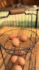 2-Tier Round Metal Wire Basket Stand w/ Wood Handle, Farmhouse Style — photo 2