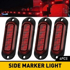 4pcs Red Auxito Oval 4led Side Lights Marker Indicator Clearance Lamps Universal