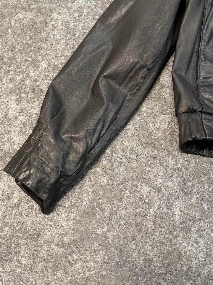 Vtg Fidelity Leathers Black Motorcycle Bomber Aviator Jacket Biker Womens 11-12 - Image 2 of 4