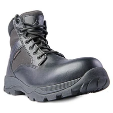 Ridge Men 6" Waterproof Leather Non-Slip Tactical Military Work Black Shoe Boot