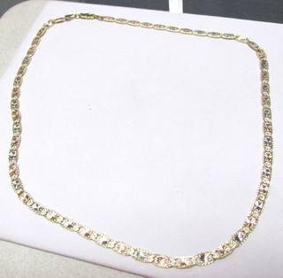 NEW 14k Solid Tri Color Gold Link Necklace 20 inch for Him / Her NO RESERVE