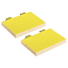 Bird perch triplet platform, 2 pcs wood stand, yellow