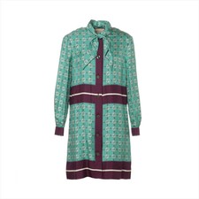 Gucci Interlocking G Silk Dress Blue 40 Women's