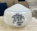 Vtg Milk Glass Ceiling Fan Dome Light Lamp Shade Globe Blue Floral 3 1/2” Fitter