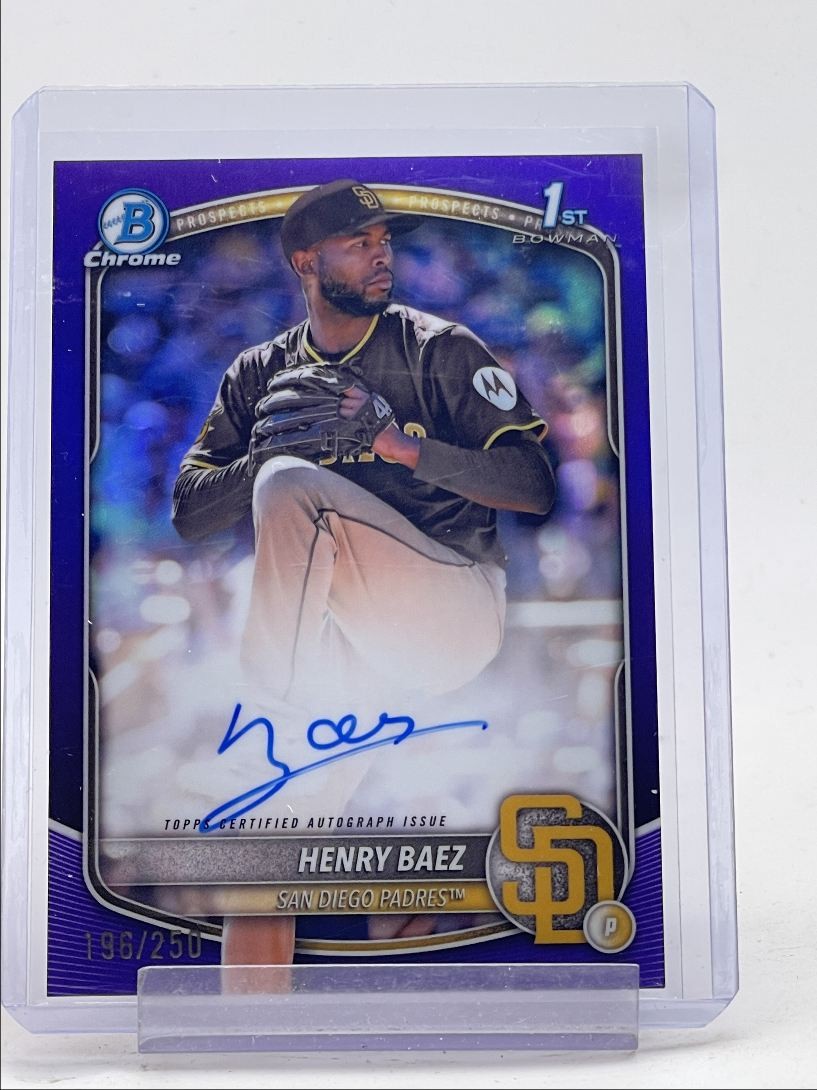 HENRY BAEZ 2025 BOWMAN CHROME 1ST PURPLE REFRACTOR AUTOGRAPH AUTO /250 Q4034