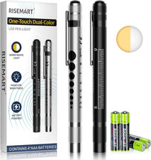2 Pack Pen Light for Nurse, Medical Penlight with One-Button Switch for White 