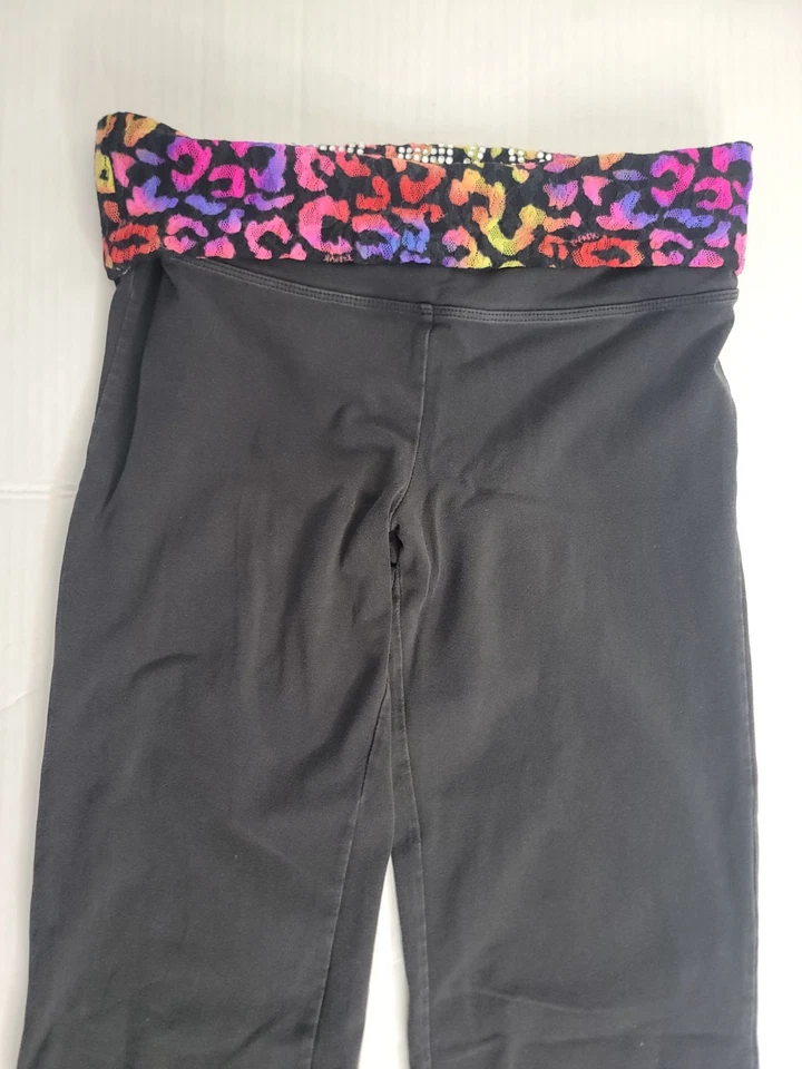 Vintage Victoria's Secret PINK Fold Over Yoga Pants Bling Animal Print Medium - Image 3 of 4