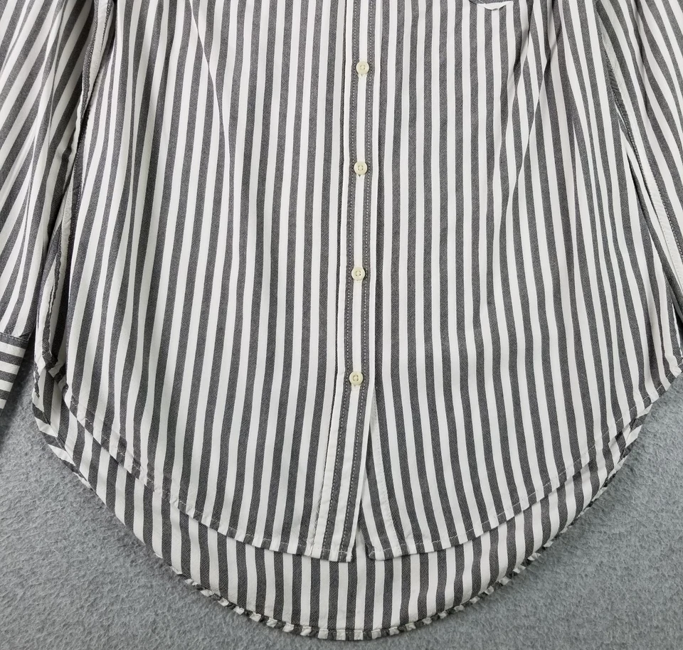 MERONA Button Up Shirt Women’s Small Blue White Striped Long Sleeve Tunic Casual - Image 3 of 4