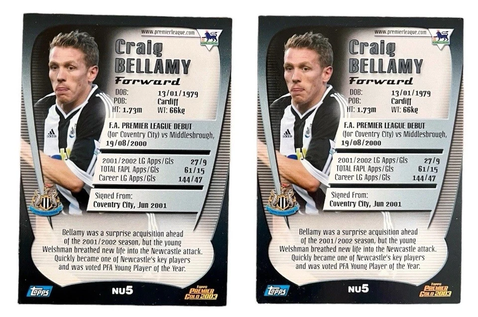 Craig Bellamy Trading Card x2 - Image 2 of 2