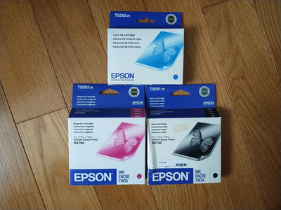 GENUINE EPSON LOT 3 T5591 T5592 T5593 INK STYLUS PHOTO RX700 SEALED T559 #59
