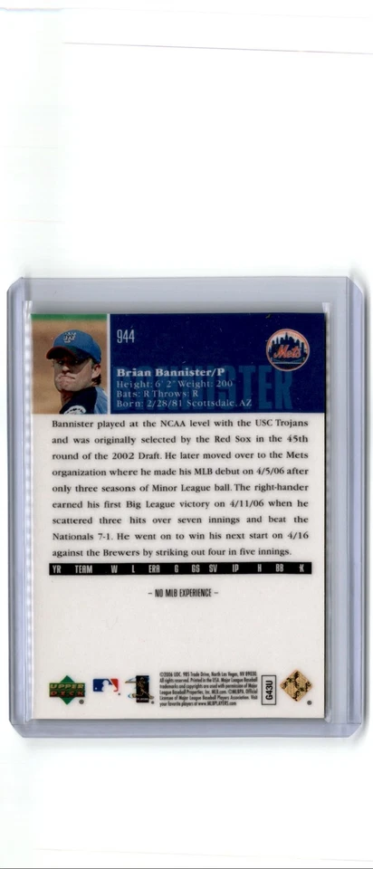 Upper Deck Special 2006 F/X rojo Brian Bannister novato 48/50 Mets #944 Foto 2 de 2
