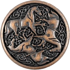 10 Pieces Celtic Horses Metal Shank Buttons. 25mm (1 inch) (Antique Copper)