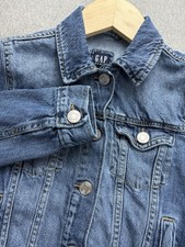 Gap Jean Jacket Kids M Blue Medium Wash Button Front Hip Length Cowgirl Trucker